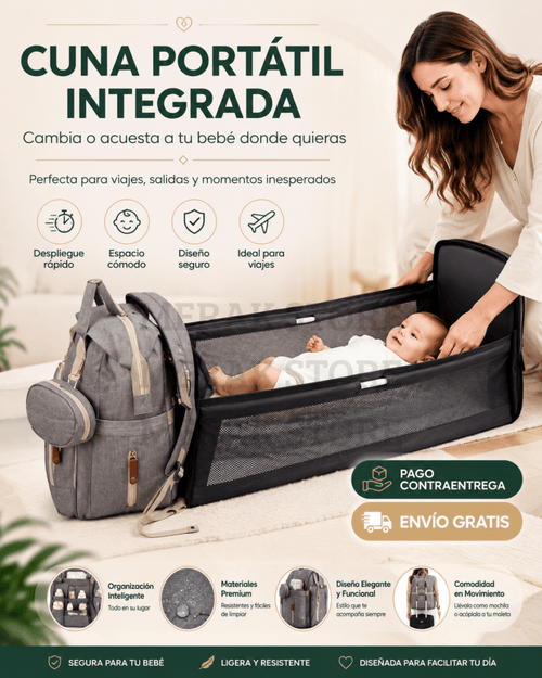 Bolso Pañalera Multiusos Con Cuna Portátil 💼👶 - COMPRALIA